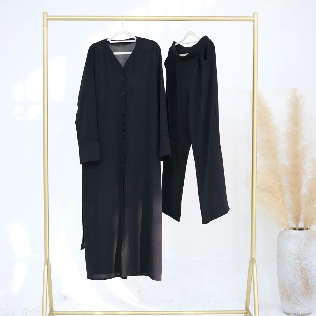 Daily Wear Wrinkle 2 Pieces Set Tops And Pants #25945