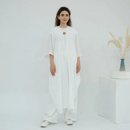 Wrinkle 2 Pieces Set Cardigan Tops And Pants Suit #251035