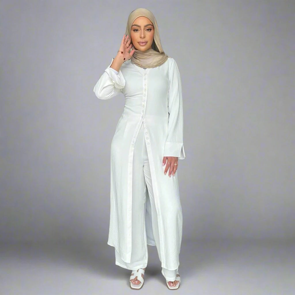 Daily Wear Wrinkle 2 Pieces Set Tops And Pants #25945