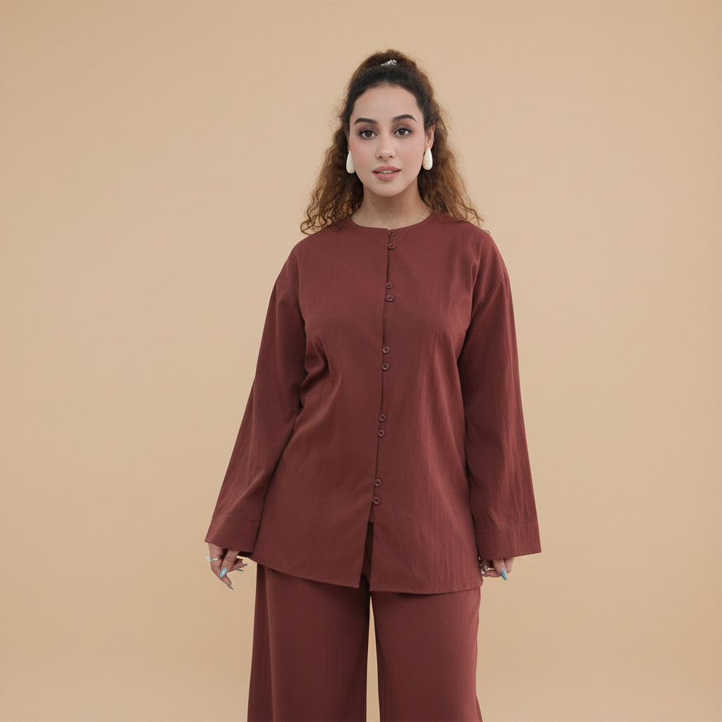 Daily Wear Muslim Women 2 Pieces Set Tops And Pants Suit Set #251312
