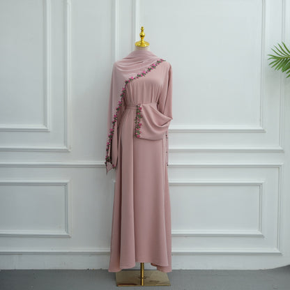 Muslim Women Nida Abaya Dress With A Laced Matching Hijab #261355