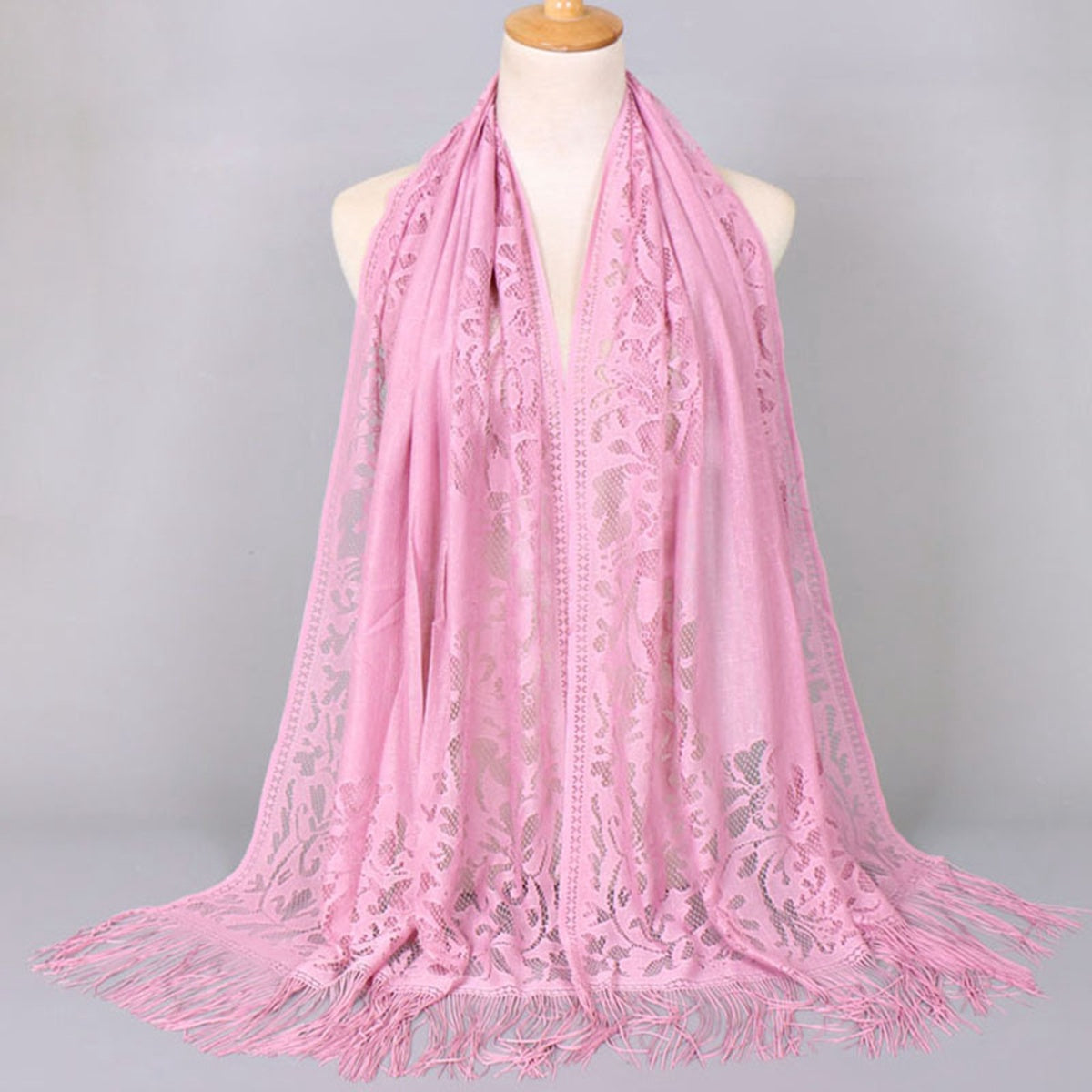 Muslim Women Lace Hollow Tassel Hijab Scarf #26VS068