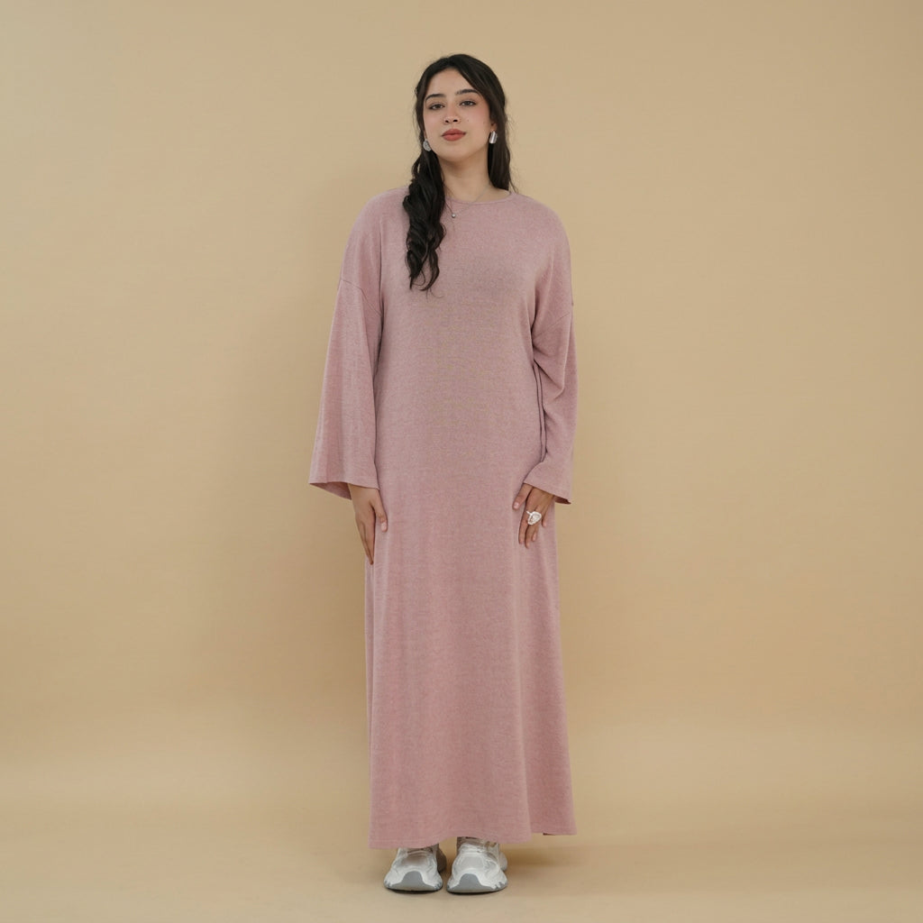 Muslim Women Winter Fall Sueded Abaya Dress With Pocket #261401