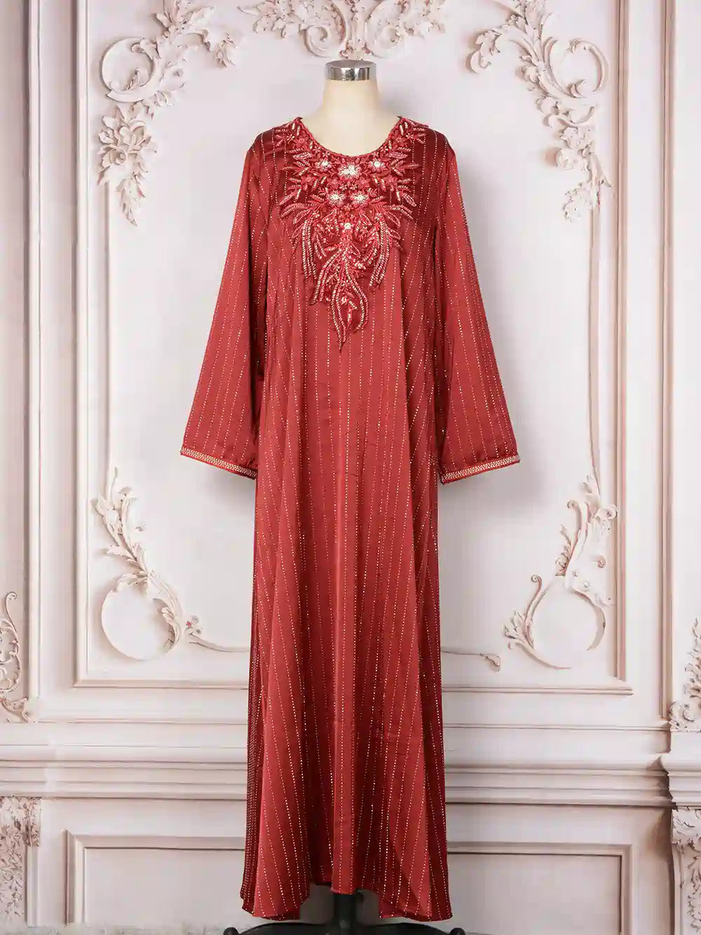 Eid Hotfix Rhinestones Cafan Kaftan Dress #25045