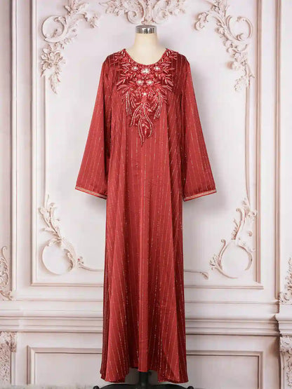 Eid Hotfix Rhinestones Cafan Kaftan Dress #25045