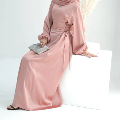 Satin Muslim Women Abaya Dress