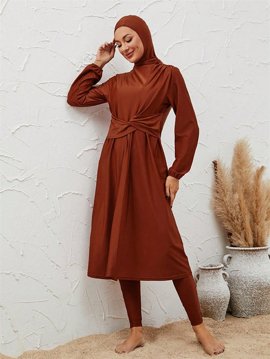 Muslim Women 3 Pieces Set Burkinis Swimwear Swimsuit Halal Bathing Suit #2611036