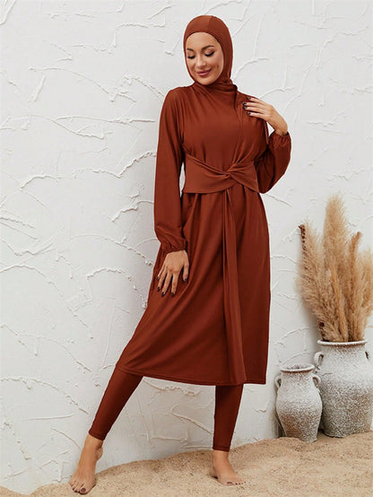 Muslim Women 3 Pieces Set Burkinis Swimwear Swimsuit Halal Bathing Suit #2611036