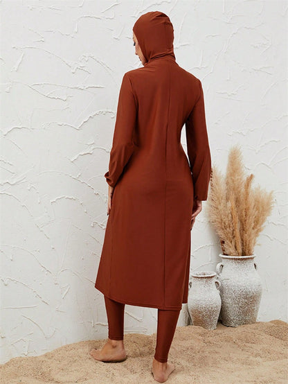 Muslim Women 3 Pieces Set Burkinis Swimwear Swimsuit Halal Bathing Suit #2611036