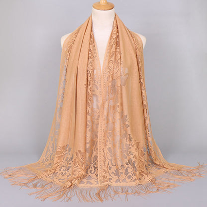Muslim Women Lace Hollow Tassel Hijab Scarf #26VS068