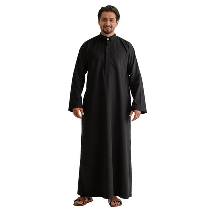 Arabic Stand Collar Men Thobe - Islamic Emirati Muslim Thawb Kandura #26T852