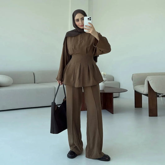 Muslim Women Daily Wear 2 Pieces Set Tops And Pants Set #251094
