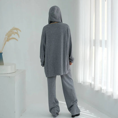 Winter Fall Muslim Women Knitted 2 Pieces Set Tops And Pants Suit Set #25W001