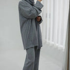 Winter Fall Muslim Women Knitted 2 Pieces Set Tops And Pants Suit Set #25W001