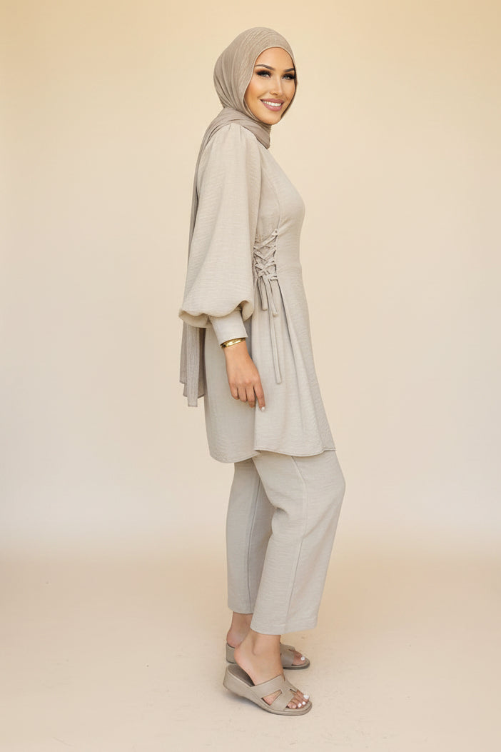 Muslim Women 2 Pieces Tops And Pants Suit Set - Daily Wear - #261215