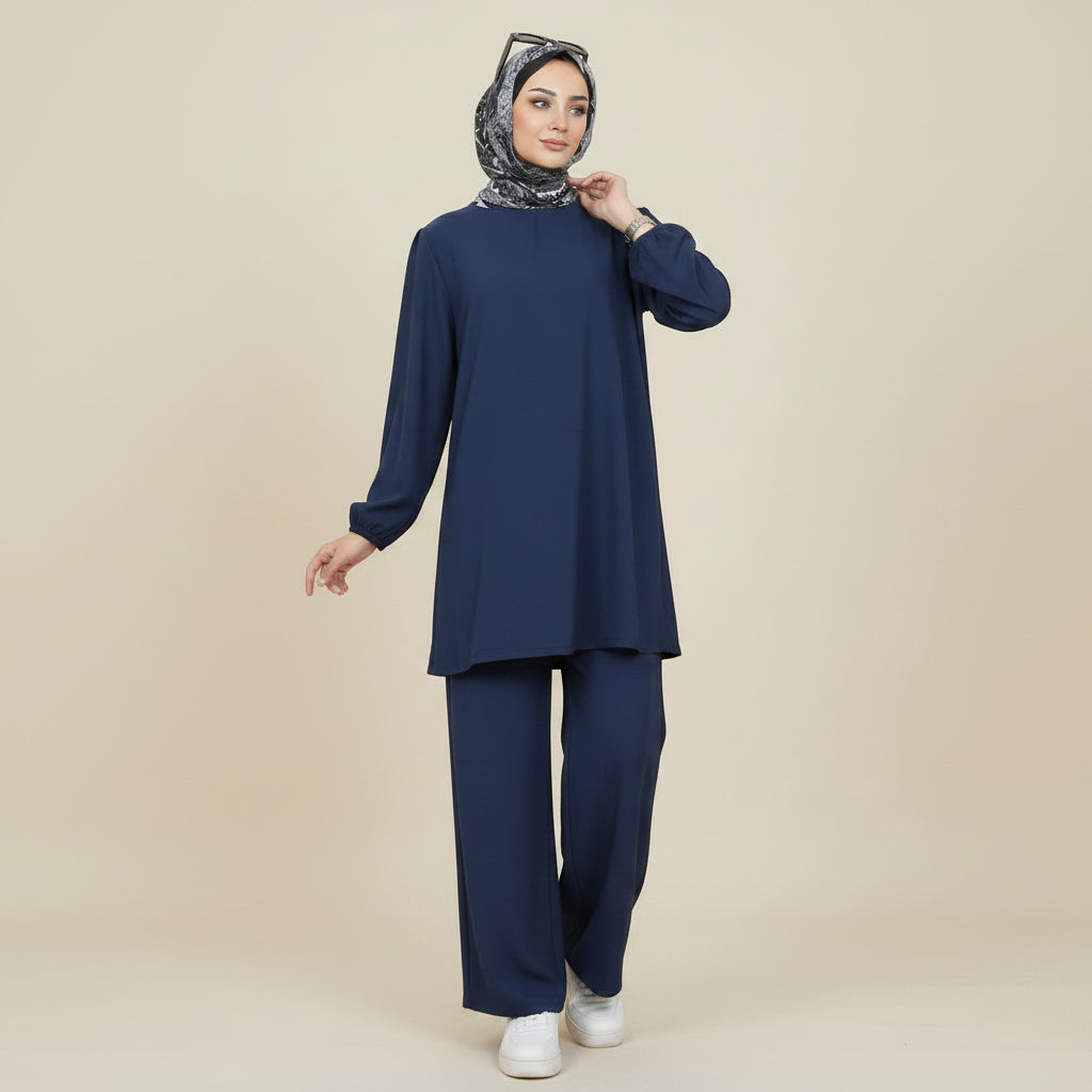 Daily Wear Muslim Women 2 Pieces Set Tops And Pants Suit Set #251325