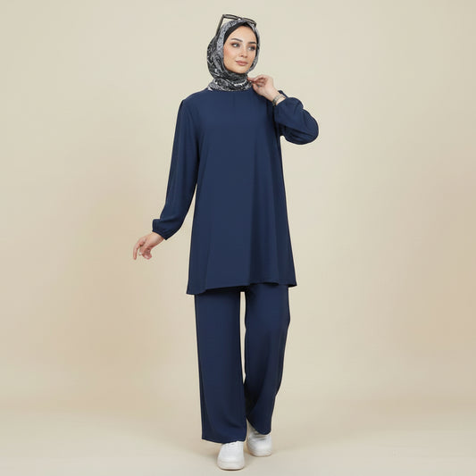 Muslim Women Daily Wear 2 Pieces Set Tops And Pants Suit Set #251325