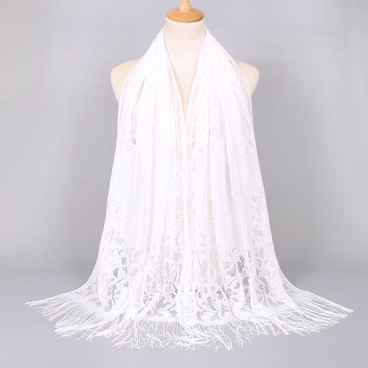 Muslim Women Lace Hollow Tassel Hijab Scarf #26VS068