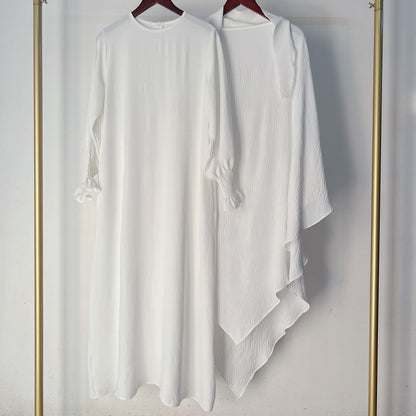 2 Pieces Set Jilbab Robe Prayer Dress With Two Layers Khimar For Arab Women