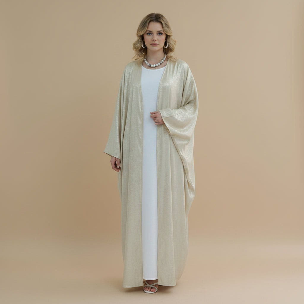Bronzing Muslim Women Cardigan Open Abaya Dress
