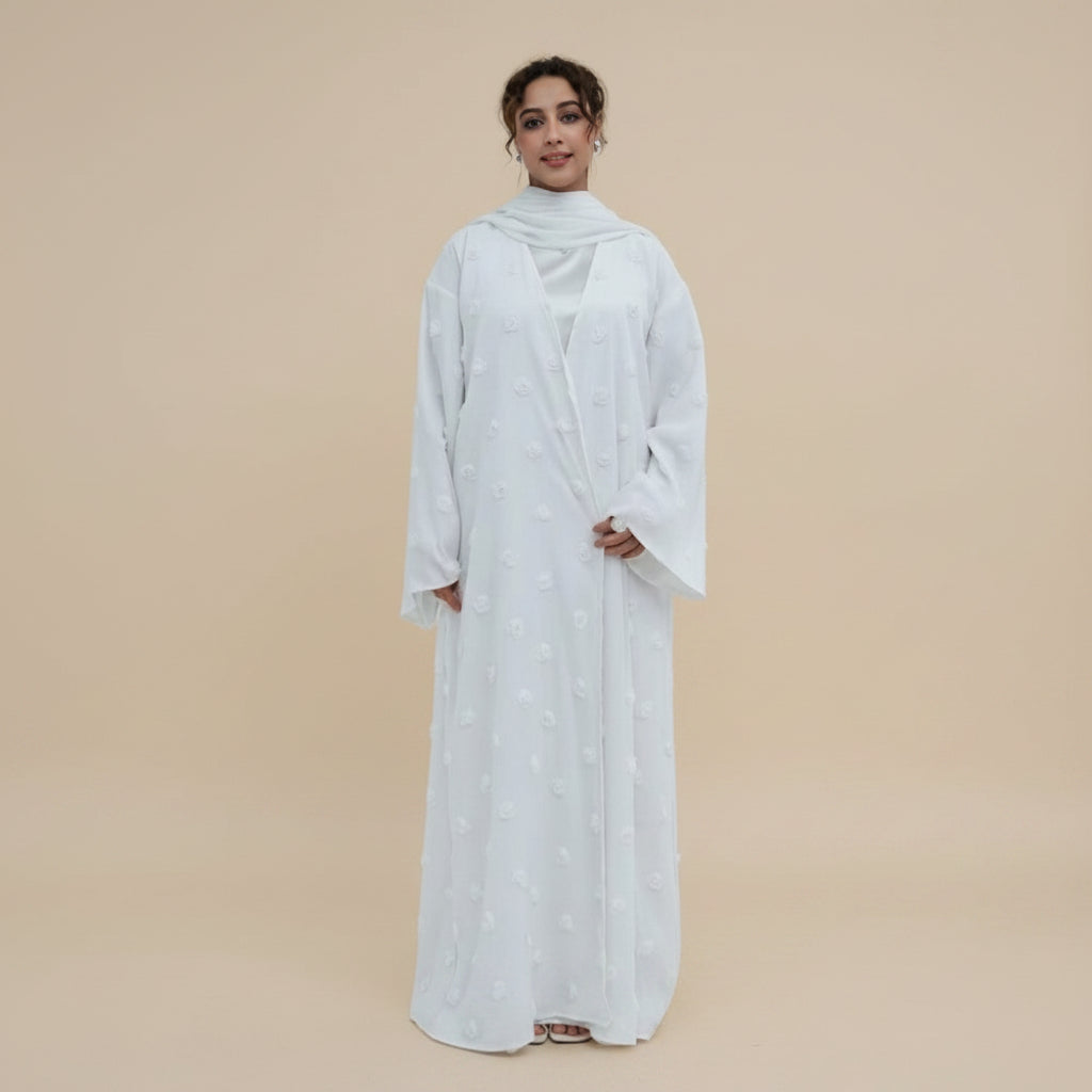 Muslim Women Chiffon Beads Open Abaya Dress – Urgarment