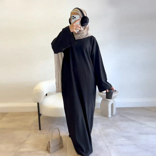 Thick Winter Fall Corduroy Abaya Dress With Pocket #24926