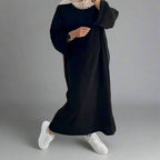 Thick Winter Fall Corduroy Abaya Dress With Pocket #24926