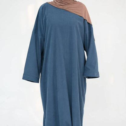 Thick Winter Fall Corduroy Abaya Dress With Pocket #24926