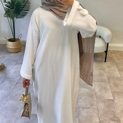 Thick Winter Fall Corduroy Abaya Dress With Pocket #24926