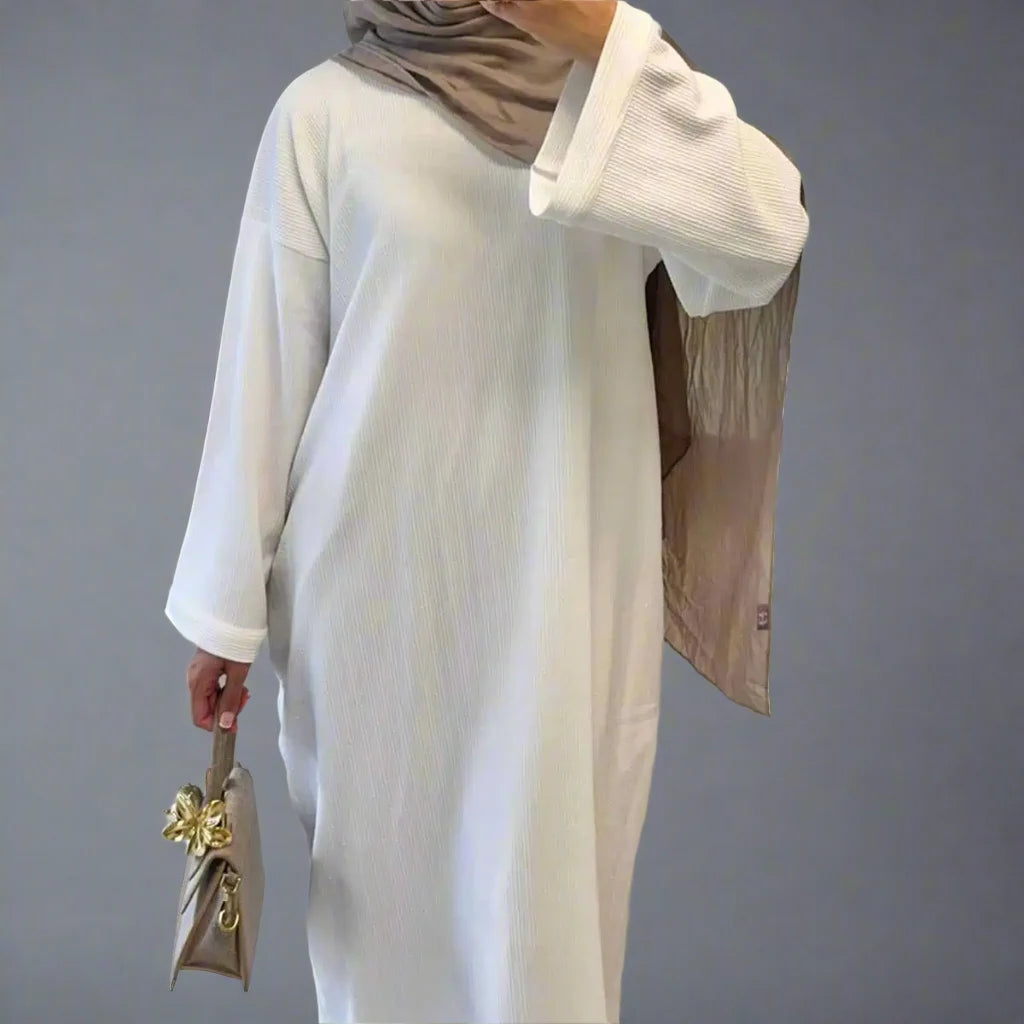 Thick Winter Fall Corduroy Abaya Dress With Pocket #24926