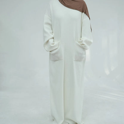 Heavy Thick Winter Fall Knitted Abaya Dress #24917