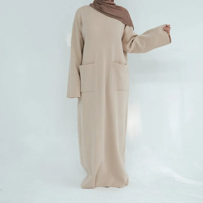 Heavy Thick Winter Fall Knitted Abaya Dress #24917