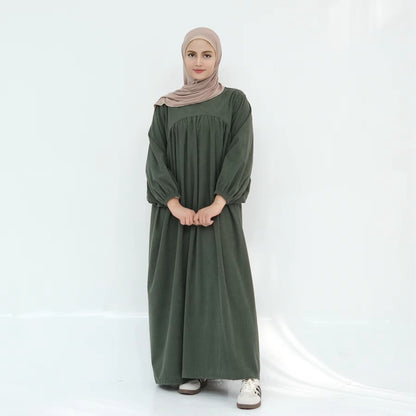 Winter Fall Thick Corduroy Abaya Dress