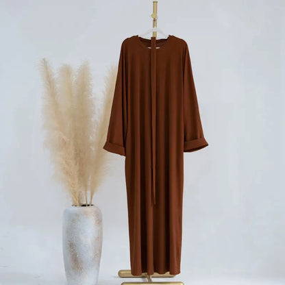 Thread Knitted Fabric Winter Fall Muslim Women Abaya Dress