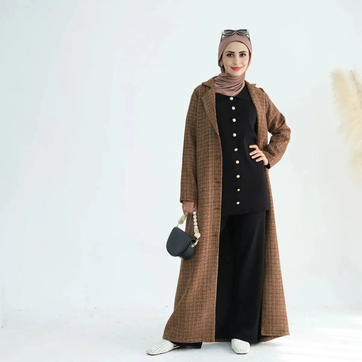 Winter Abaya Coat - Winter Fall Tweed Thick Open Abaya Dress Coat #24914 Urgarment Winter Abaya Coat - Winter Fall Tweed Thick Open Abaya Dress Coat #24914 Urgarment