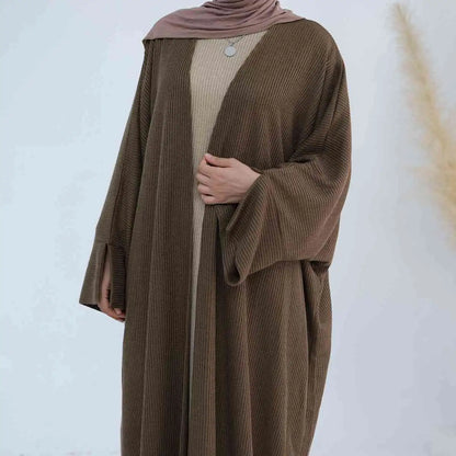 Thick Knitted Winter Fall Cardigan Open Abaya Dress