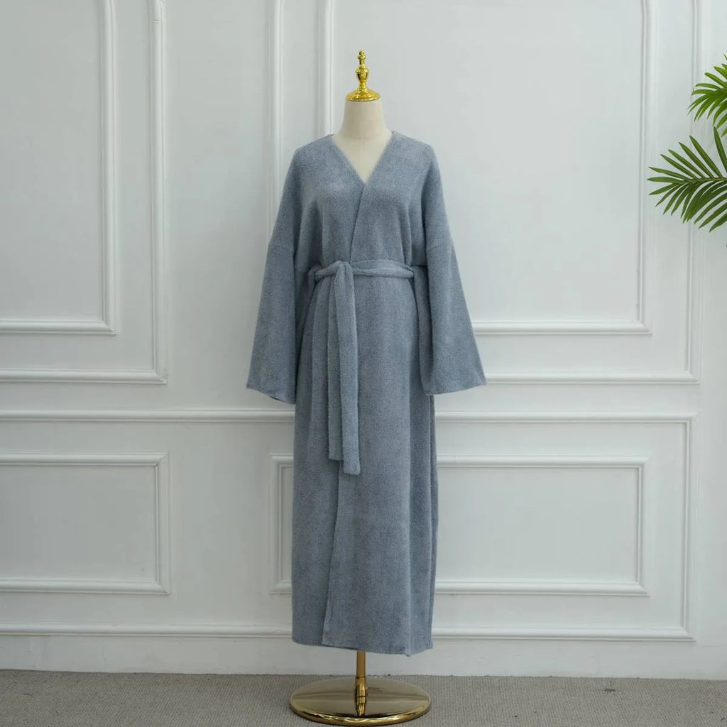Winter Fall Thick Velvet Open Abaya Dress For Muslim Women #251125