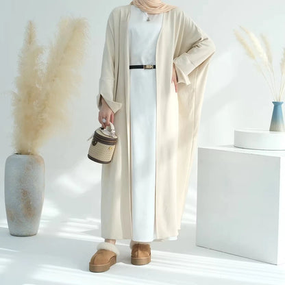 Winter Fall Velvet Muslim Women Open Abaya Dress #25670