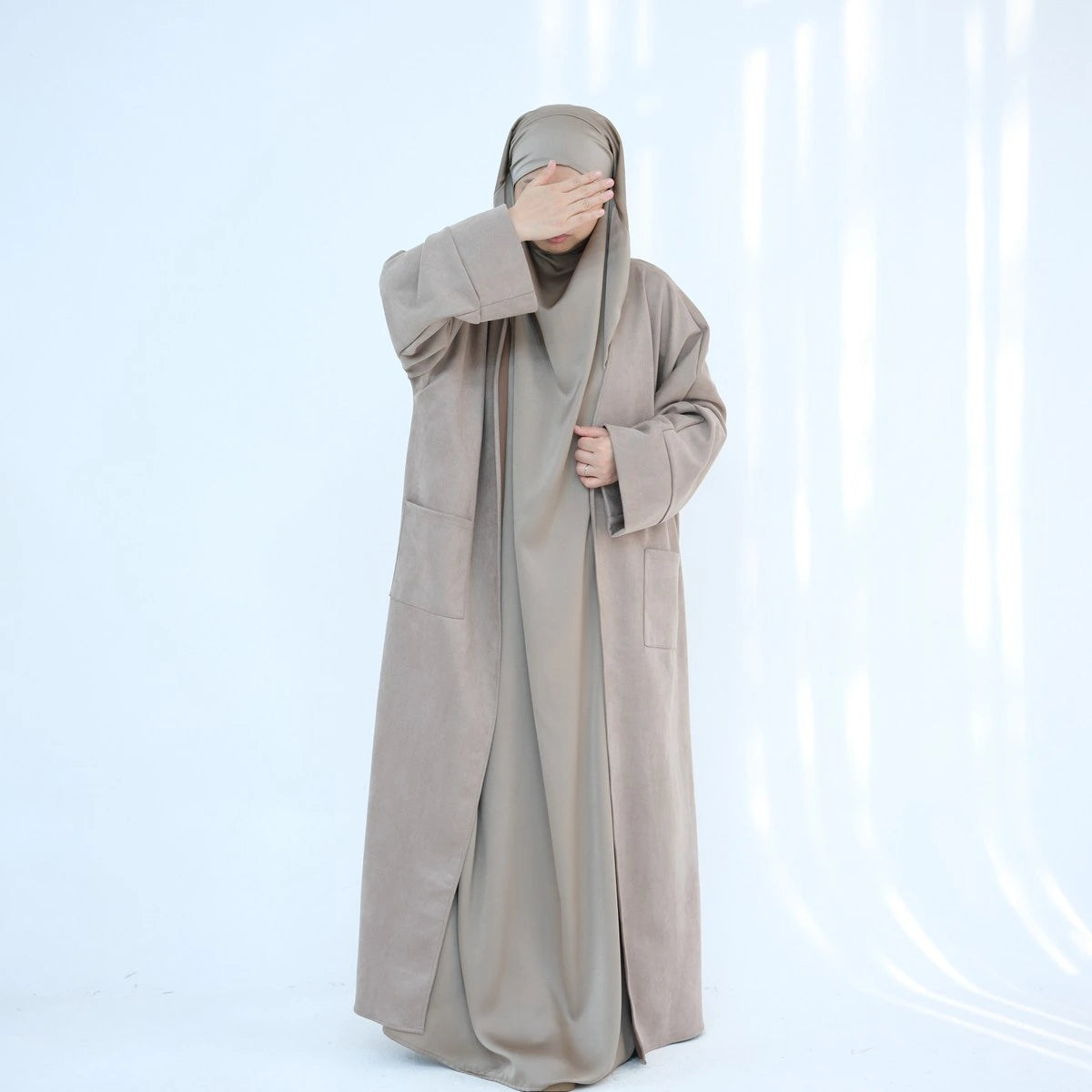 Winter Fall Velvet Cardigan Open Abaya Coat