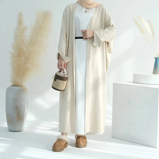 Winter Fall Velvet Muslim Women Open Abaya Dress #25670