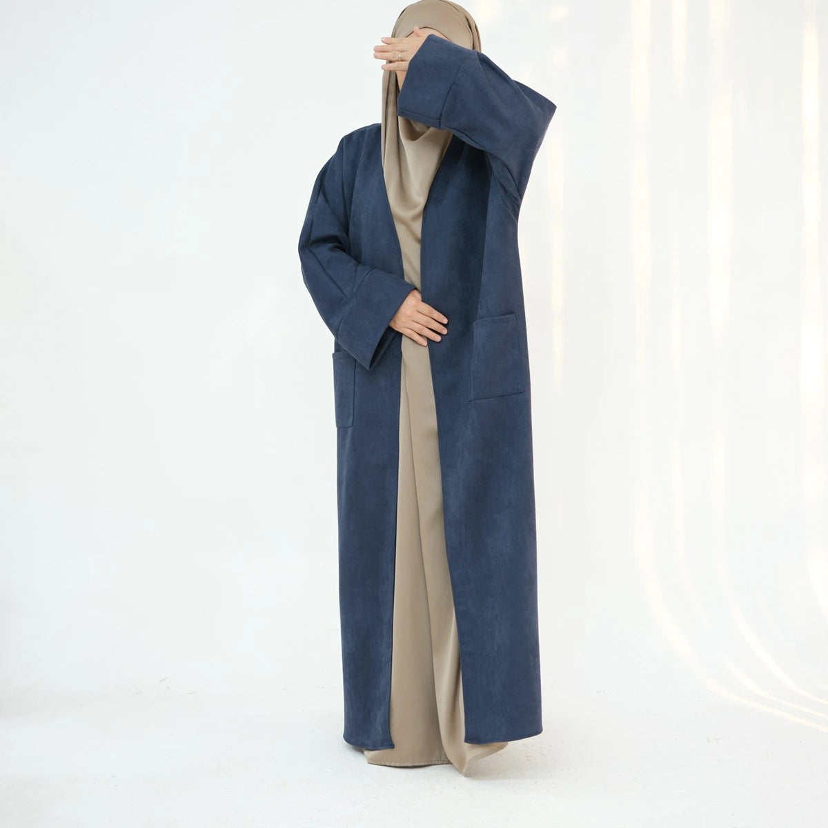 Winter Fall Velvet Cardigan Open Abaya Coat