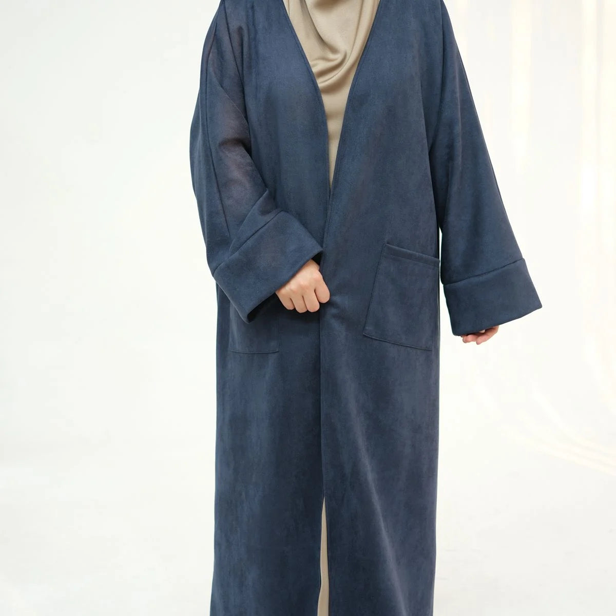 Winter Fall Suede Velvet Cardigan Open Abaya Coat