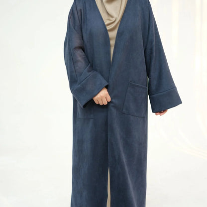 Winter Fall Velvet Cardigan Open Abaya Coat