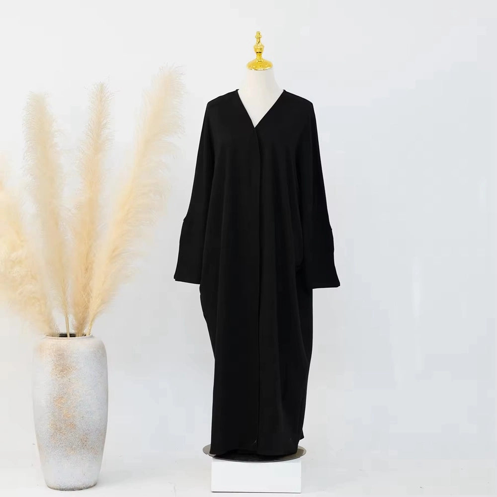 Winter Fall Velvet Muslim Women Open Abaya Dress #25670