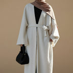 Winter Fall Thick Velvet Open Abaya Dress For Muslim Women #251125