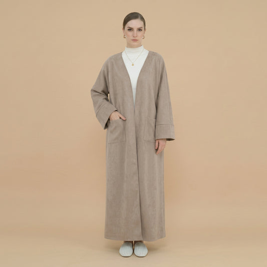 Winter Fall Velvet Cardigan Open Abaya Coat