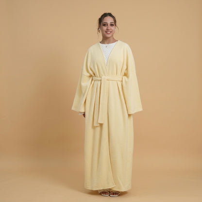 Winter Fall Thick Velvet Open Abaya Dress For Muslim Women #251125