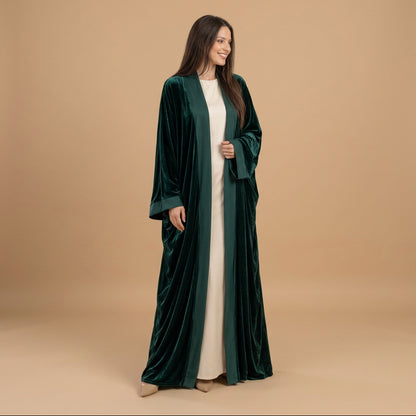 Winter Fall Muslim Women Velvet Open Abaya Dress Coat #261406