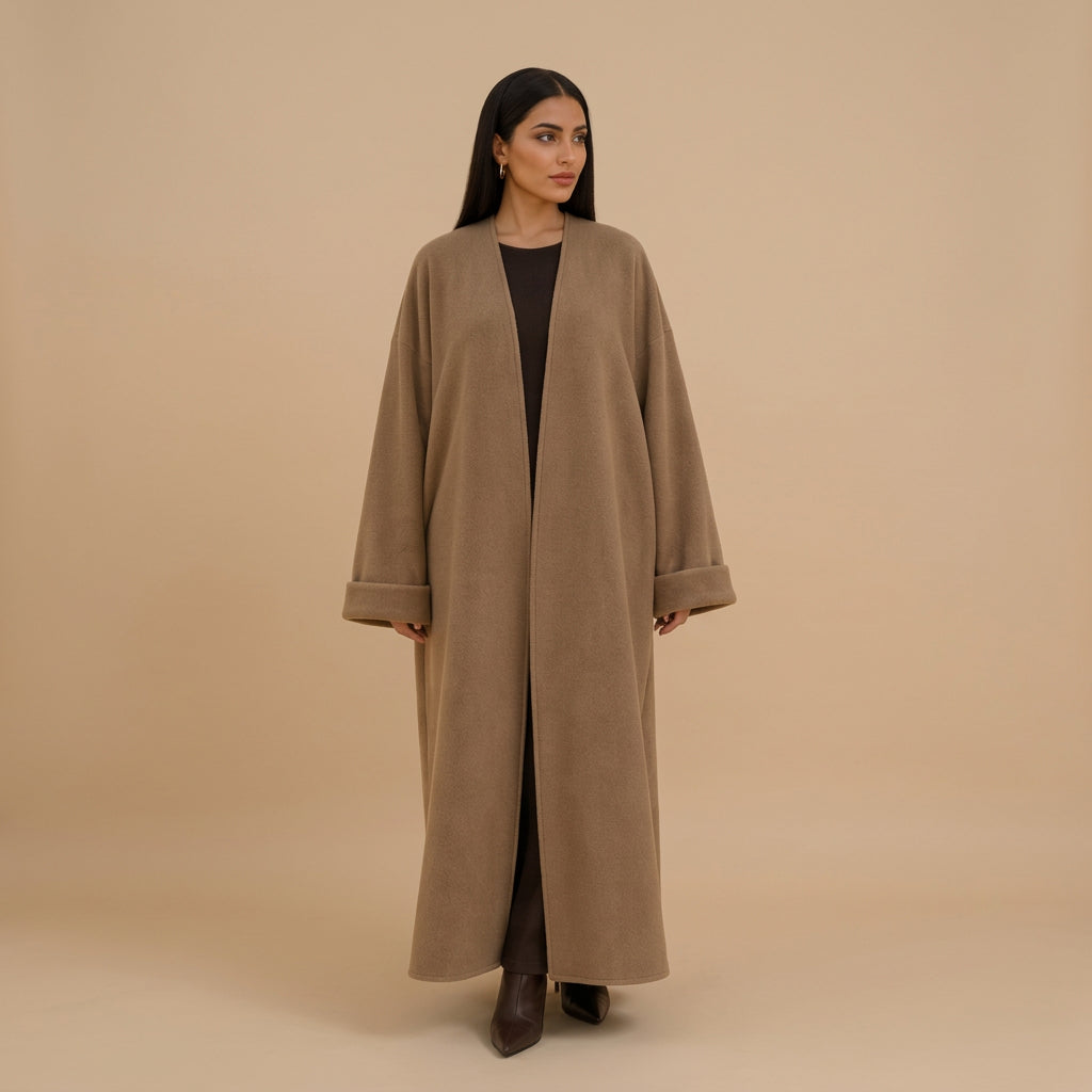 Winter Fall Thick Muslim Women Open Abaya Dress Coat #261405