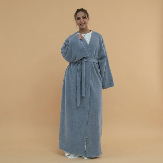 Winter Fall Thick Velvet Open Abaya Dress For Muslim Women #251125